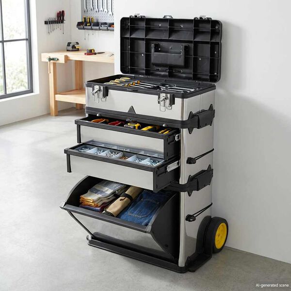 vidaXL Пересувний Ящик для Інструментів з 3 Відсіками