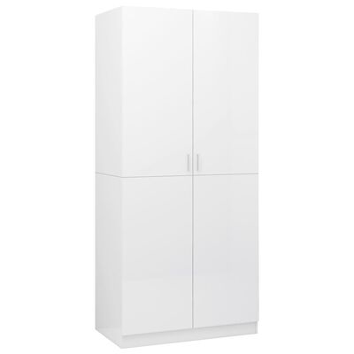 800636 vidaXL Wardrobe High Gloss White 90x52x200 cm Chipboard