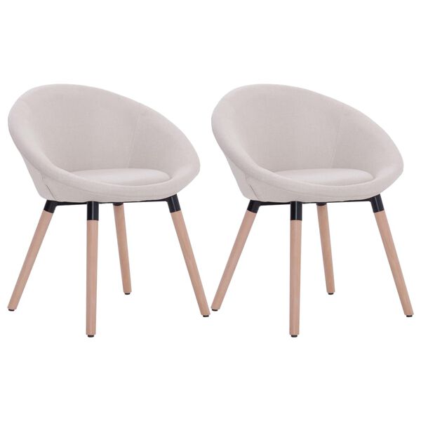 vidaXL Обідні стільці 2 шт Кремовий Тканина