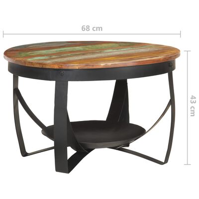 vidaXL Журнальний столик Ø68x43 см Масив відновленої деревини