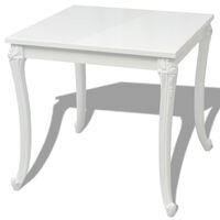 vidaXL Обідній стіл Глянцевий білий 80x80x76 см