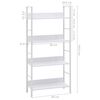 288224 vidaXL 4-Layer Book Shelf White 60x27,6x124,5 cm Chipboard