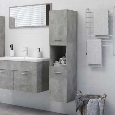vidaXL Шафа для ванної кімнати Сірий бетон 30x30x130 см ДСП