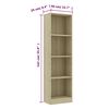 800840 vidaXL 4-Tier Book Cabinet Sonoma Oak 40x24x142 cm Chipboard
