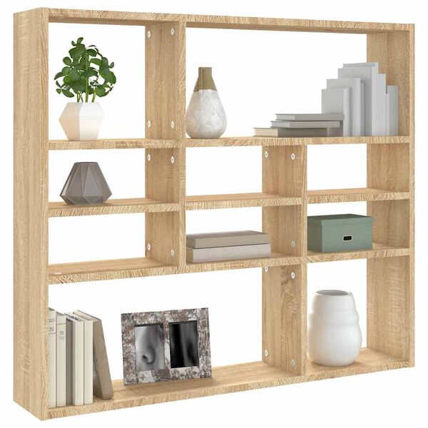802942 vidaXL Wall Shelf Sonoma Oak 90x16x78 cm Chipboard