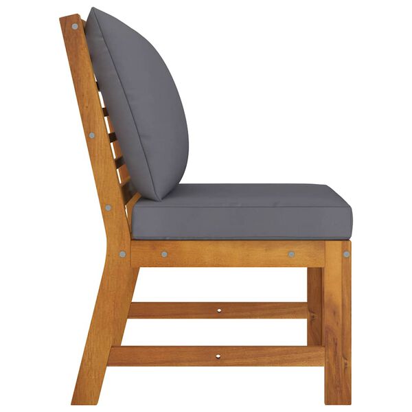 vidaXL Секційний середній диван з темно-сірими подушками Масив акації