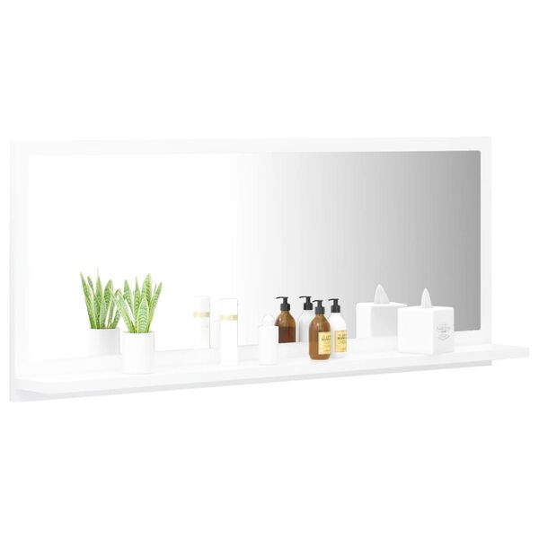 804586 vidaXL Bathroom Mirror High Gloss White 90x10,5x37 cm Chipboard