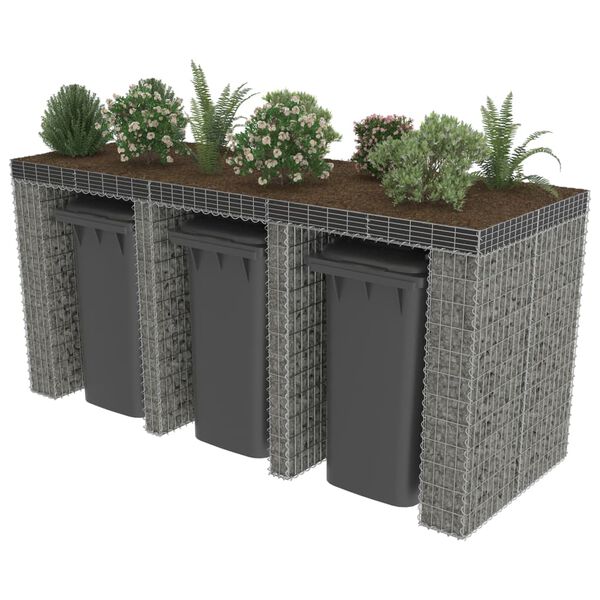vidaXL Стіна з Габіонів для Смітників 270x100x120 см Оцинкована Сталь