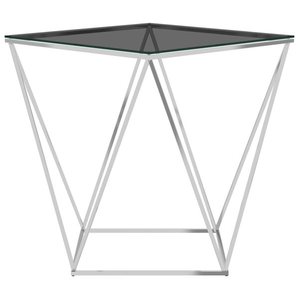 vidaXL Журнальний столик Сріблястий/Чорний 50x50x55см Нержавіюча сталь