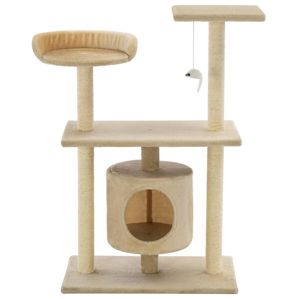 170514 vidaXL Cat Tree with Sisal Scratching Posts 95 cm Beige
