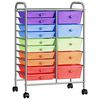 320410 vidaXL XXL 15-Drawer Mobile Storage Trolley Multicolour Plastic