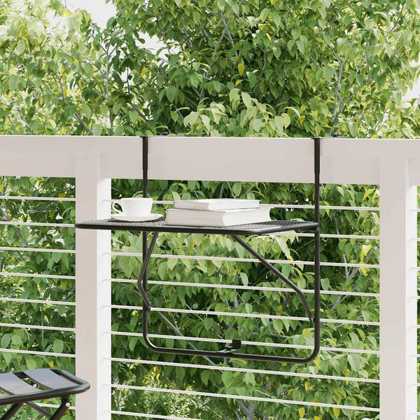 vidaXL Балконний Столик Чорний 60x40 см Сталь