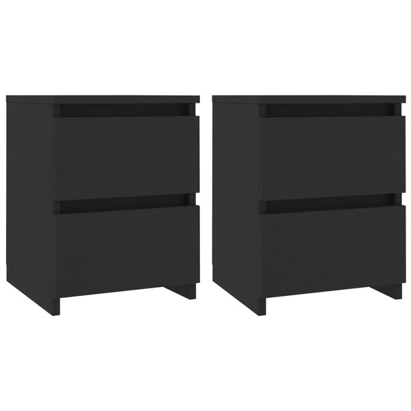 800516 vidaXL Bedside Cabinets 2 pcs Black 30x30x40 cm Chipboard