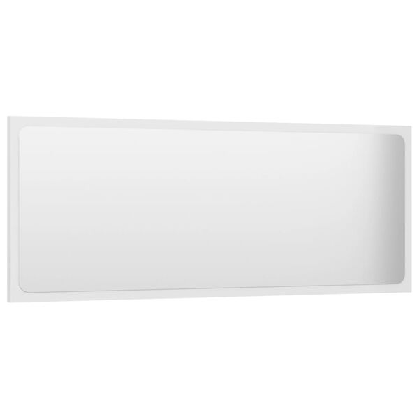 804635 vidaXL Bathroom Mirror High Gloss White 100x1,5x37 cm Chipboard