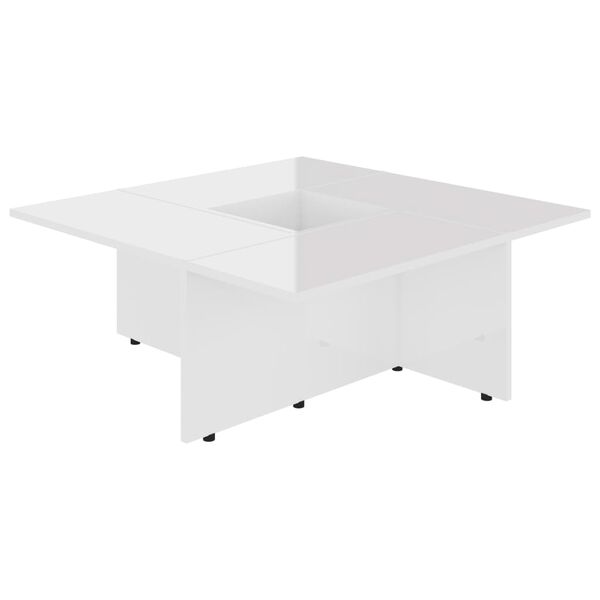802909 vidaXL Coffee Table High Gloss White 79,5x79,5x30 cm Chipboard