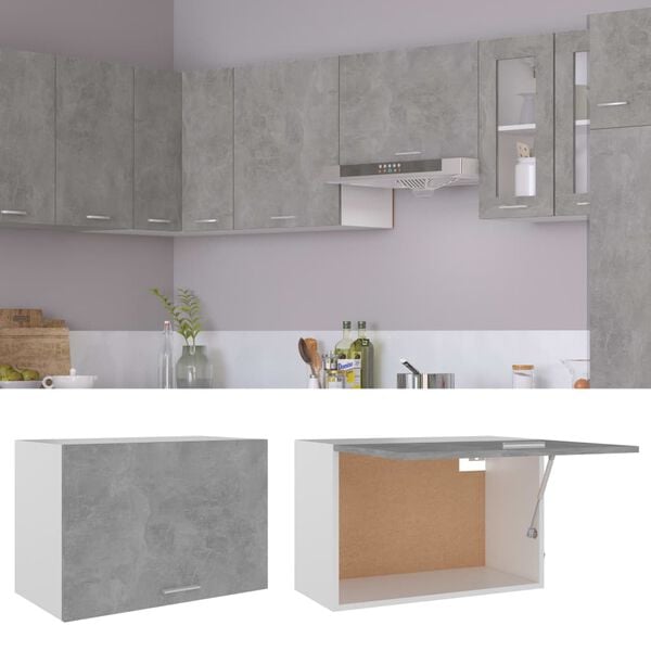 802517 vidaXL Hanging Cabinet Concrete Grey 60x31x40 cm Chipboard