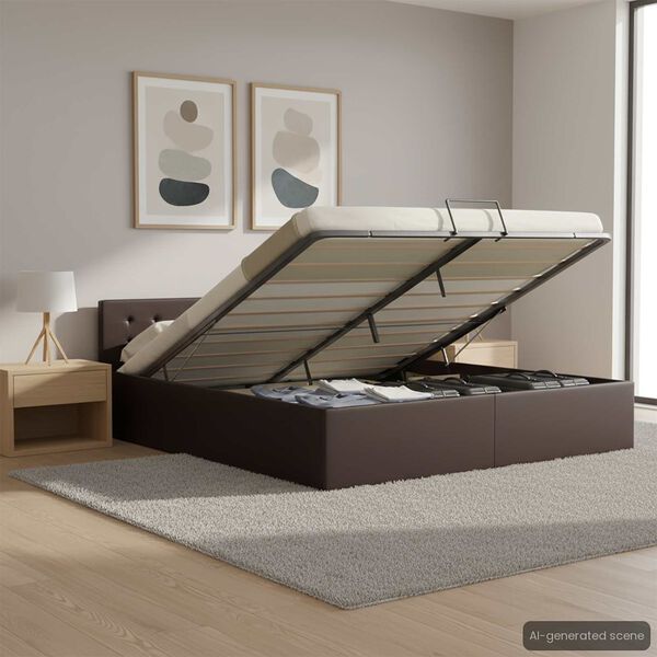 vidaXL Гідравлічний каркас ліжка Сірий 160x200 см Штучна шкіра