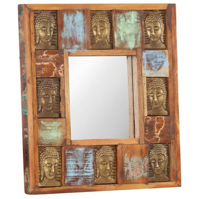 vidaXL Дзеркало з образами Будди 50x50 см Масив відновленої деревини