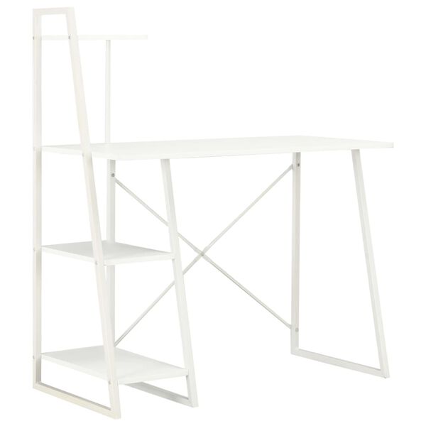 20282 vidaXL Desk with Shelving Unit White 102x50x117 cm