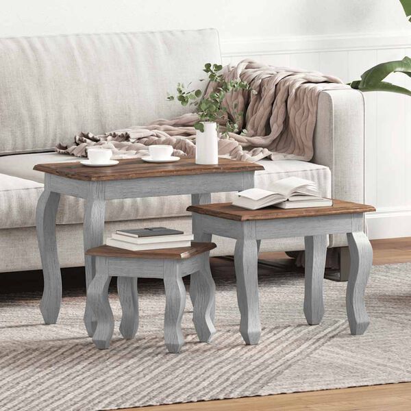 vidaXL Вкладні столики в комплекті 3 шт Масив відновленої деревини