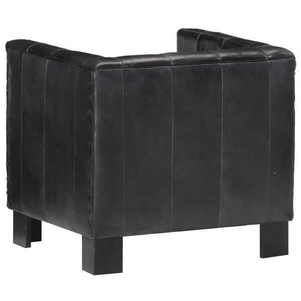 vidaXL Напівкругле крісло Чорний Натуральна шкіра