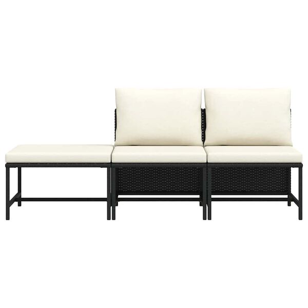 vidaXL Комплект садових диванів 3 од. з подушками Чорний Поліротанг