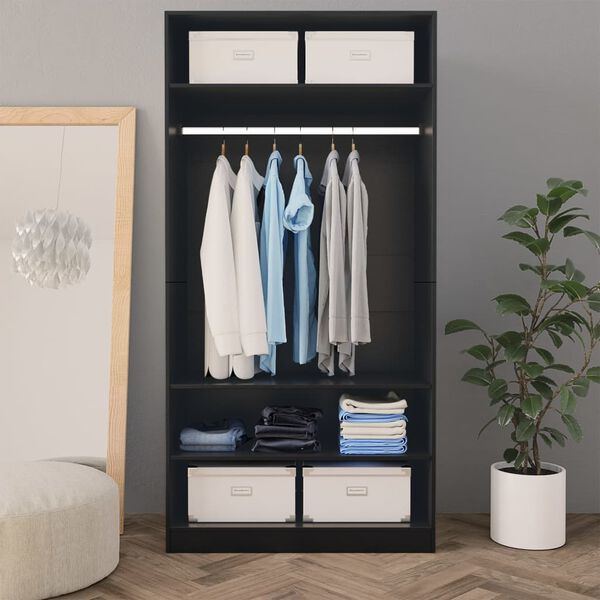 800226 vidaXL Wardrobe Black 100x50x200 cm Chipboard