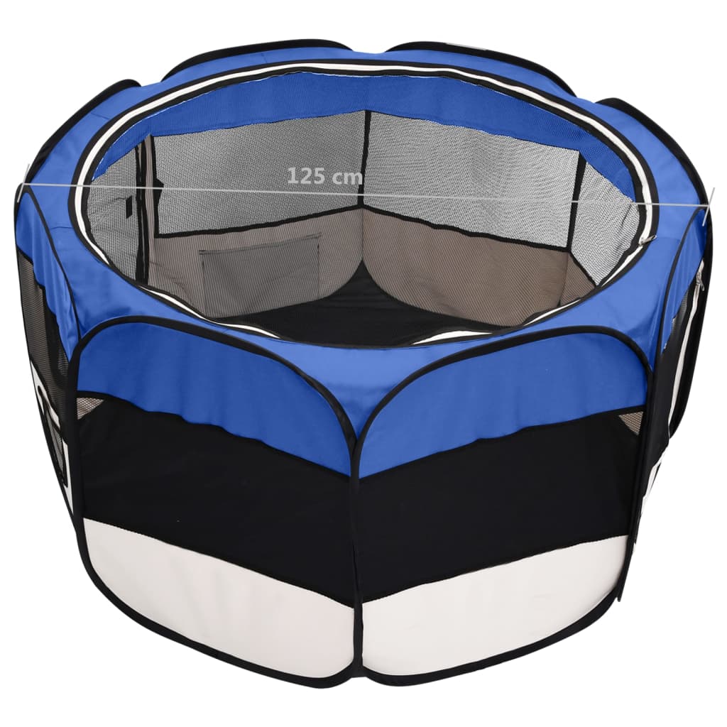 vidaXL Розкладний манеж для собак з сумкою Синій 125х125х61 см
