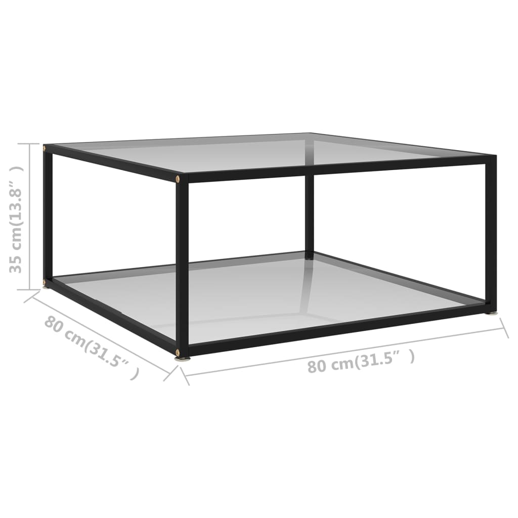 vidaXL Журнальний столик Прозорий 80х80х35 см Загартоване скло