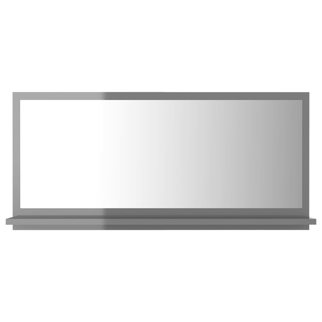 804579 vidaXL Bathroom Mirror High Gloss Grey 80x10,5x37 cm Chipboard