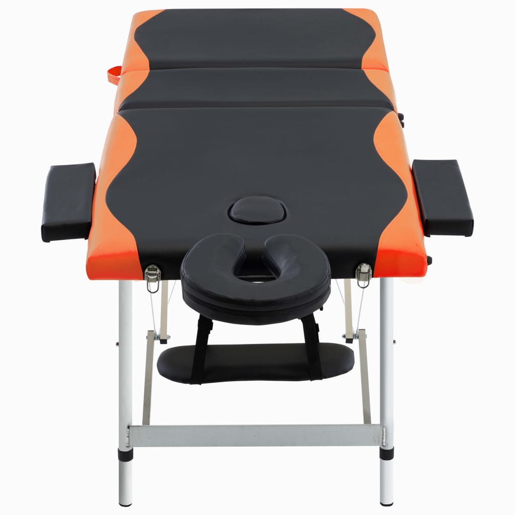 110235 vidaXL 3-Zone Foldable Massage Table Aluminium Black and Orange