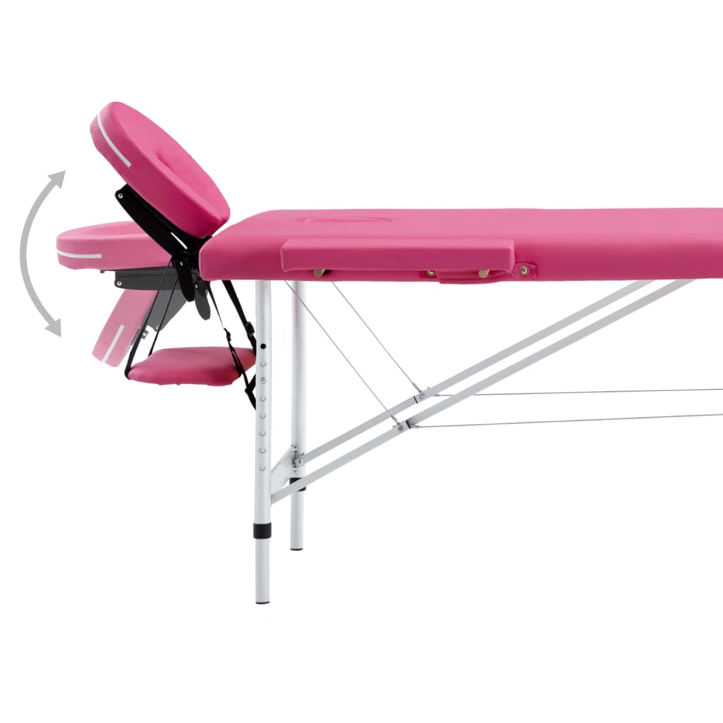 vidaXL Розкладний масажний стіл 2-х зонний Рожевий Алюміній