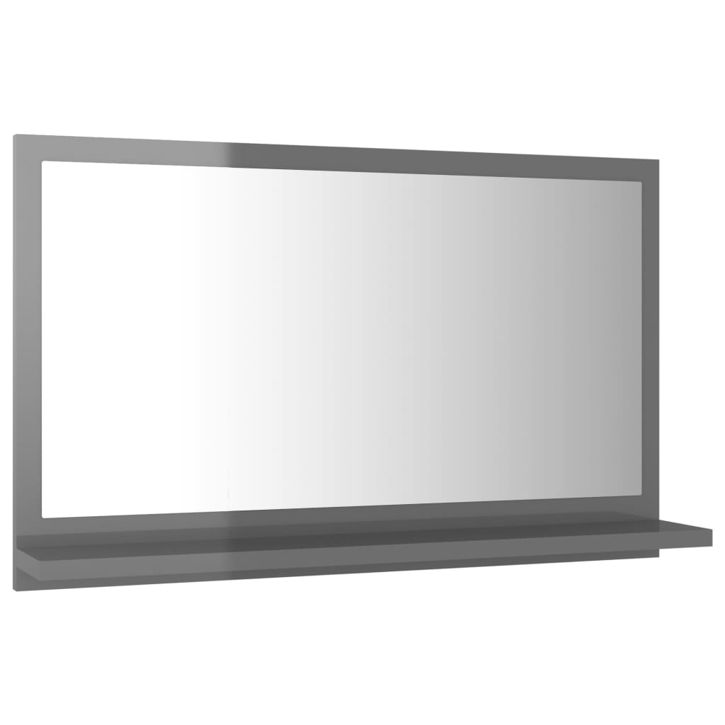 804570 vidaXL Bathroom Mirror High Gloss Grey 60x10,5x37 cm Chipboard