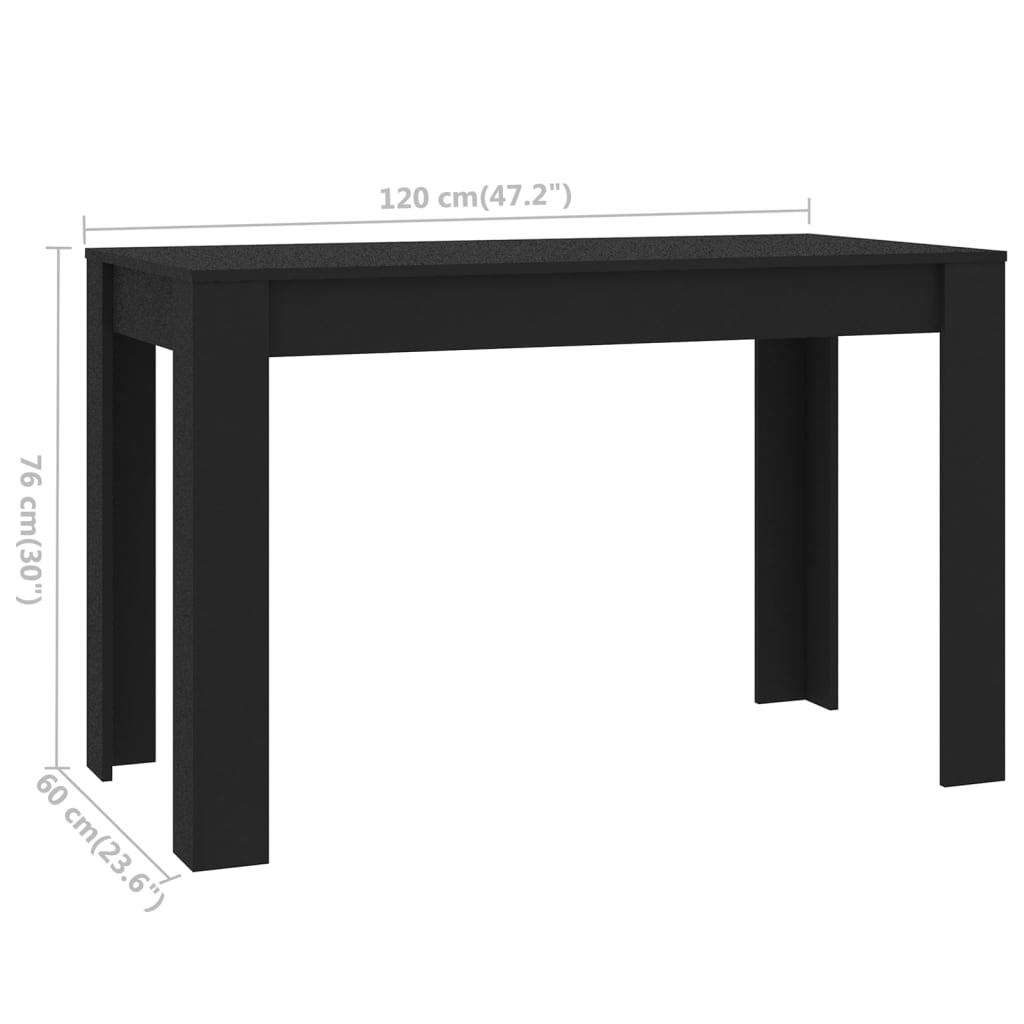 vidaXL Обідній стіл Чорний 120x60x76 см ДСП