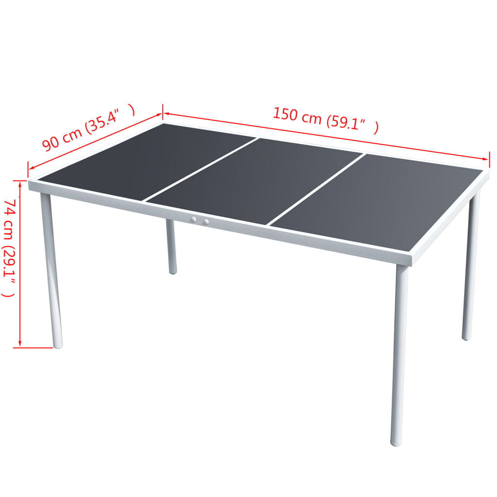 vidaXL Садовий стіл Чорний 150x90x74 см Сталь
