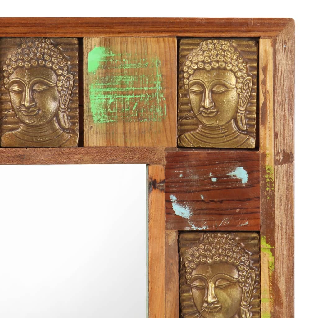 vidaXL Дзеркало з образами Будди 80x50 см Масив відновленої деревини