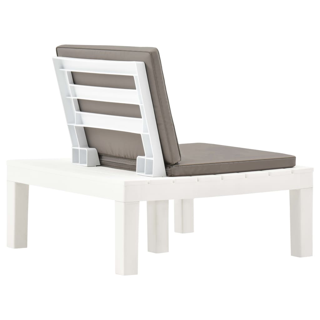 vidaXL Відпочинкове садове крісло з подушкою Білий Пластик