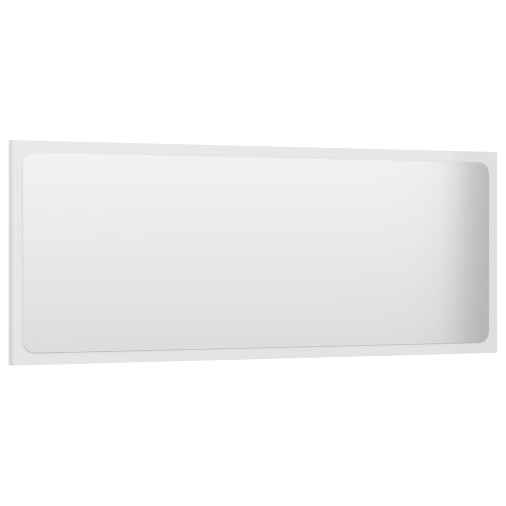 804635 vidaXL Bathroom Mirror High Gloss White 100x1,5x37 cm Chipboard