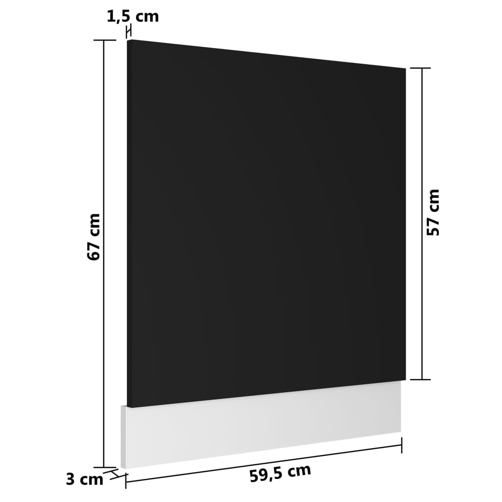 vidaXL Панель для Посудомийної Машини Чорний 59,5x3x67 см ДСП