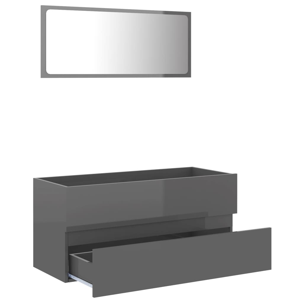 vidaXL Комплект Меблів для Ванної Кімнати 2 Од. Глянцевий Сірий ДСП