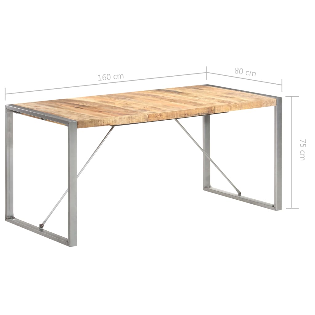vidaXL Обідній стіл 160x80x75 см Необроблений масив дерева манго
