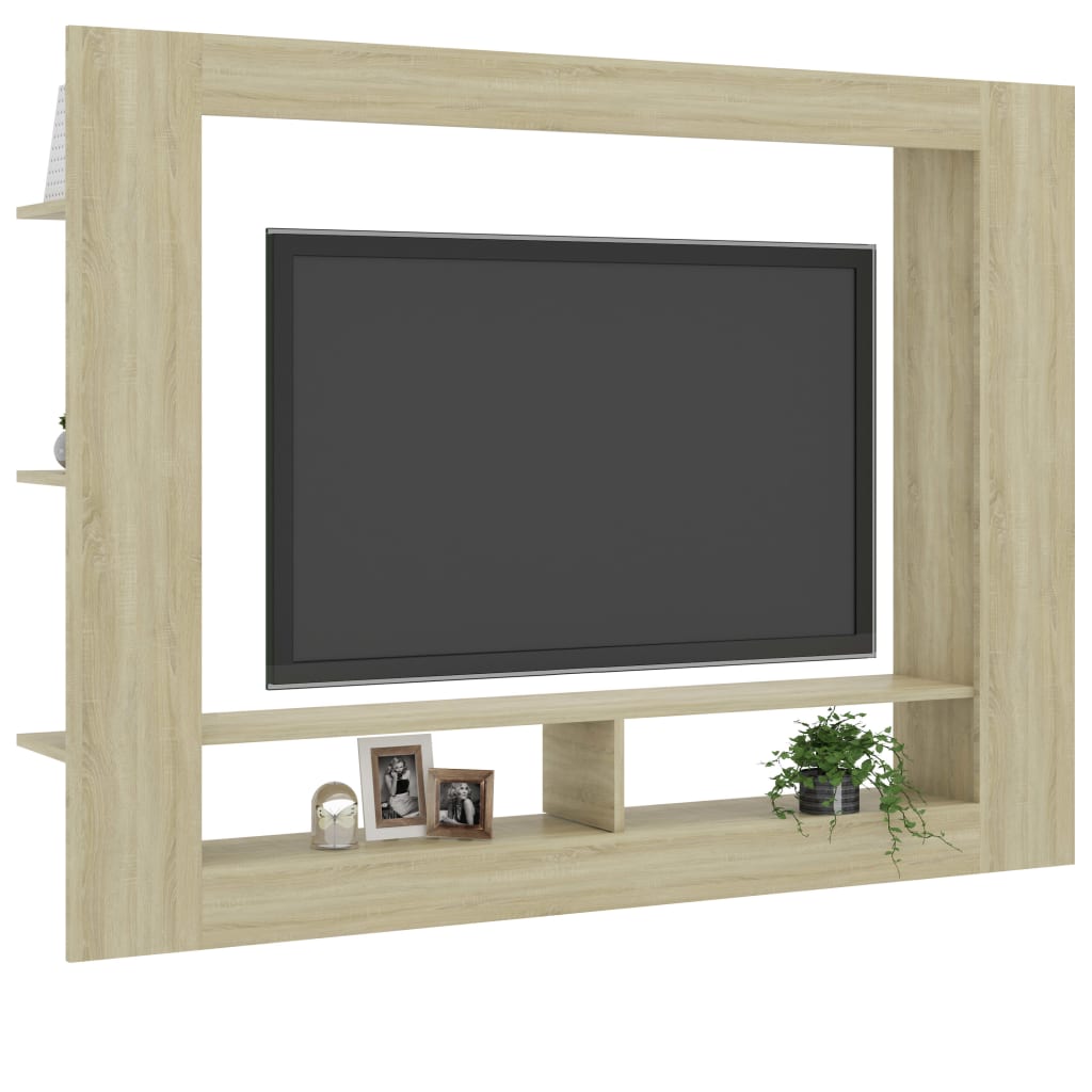 800741 vidaXL TV Cabinet Sonoma Oak 152x22x113 cm Chipboard