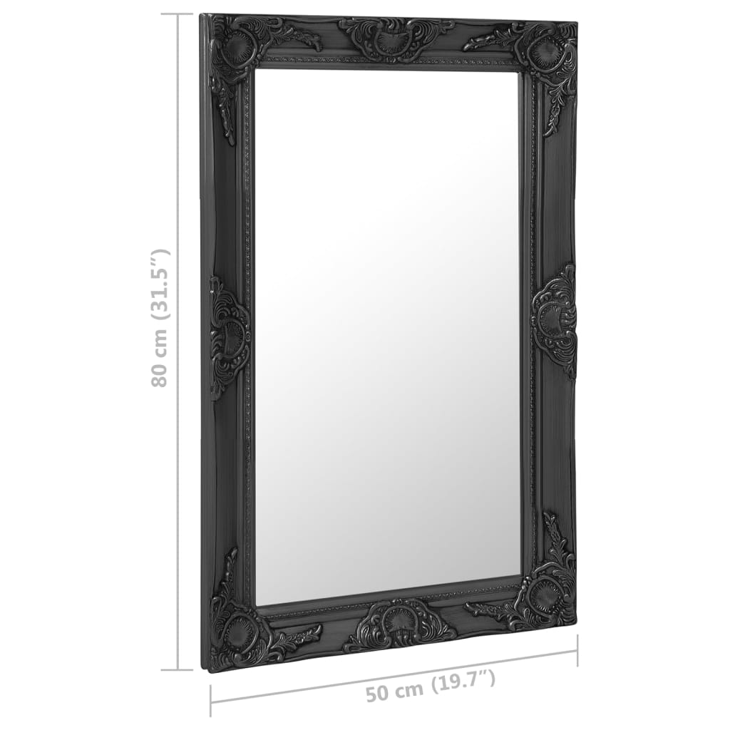 vidaXL Настінне дзеркало в стилі Бароко Чорний 50x80 см