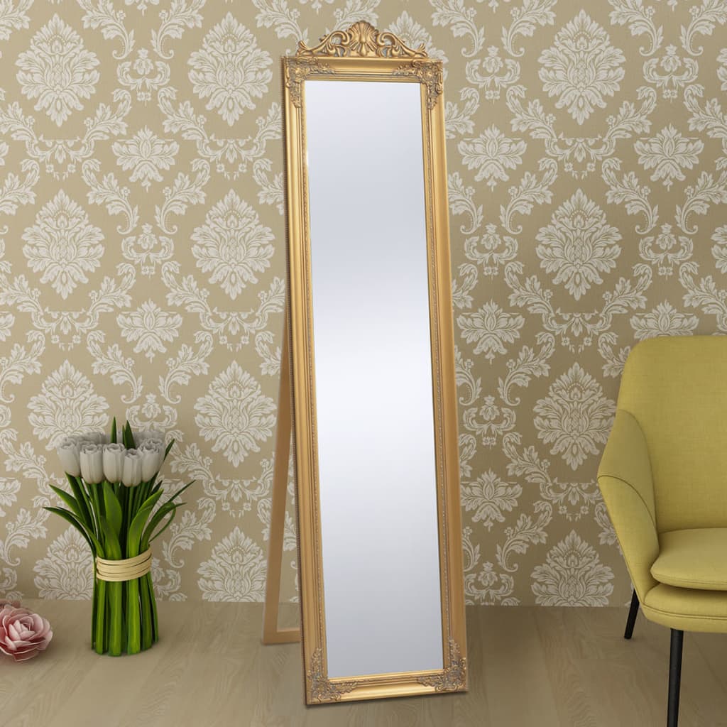 vidaXL Окремостояче дзеркало в стилі Бароко Золотистий 160х40 см