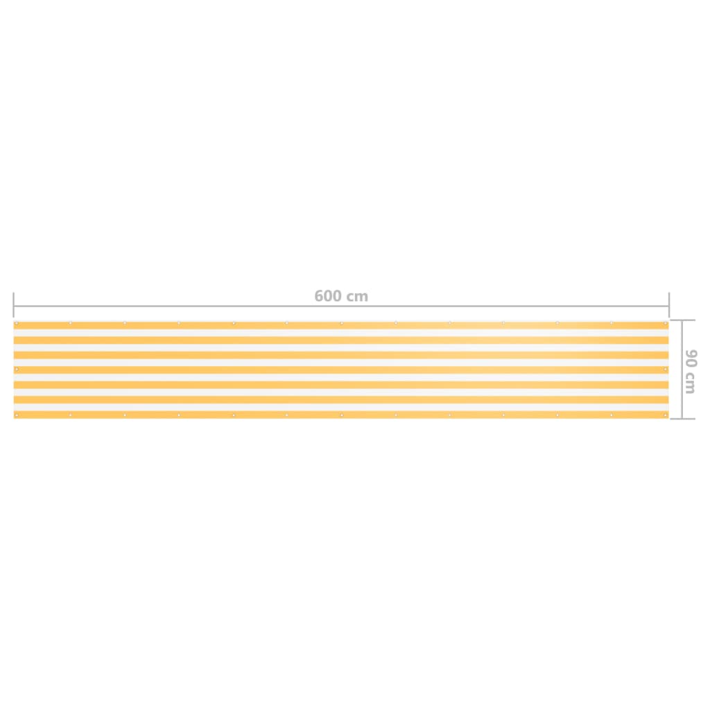 vidaXL Балконна Ширма Білий/Жовтий 90x600 см Тканина Оксфорд