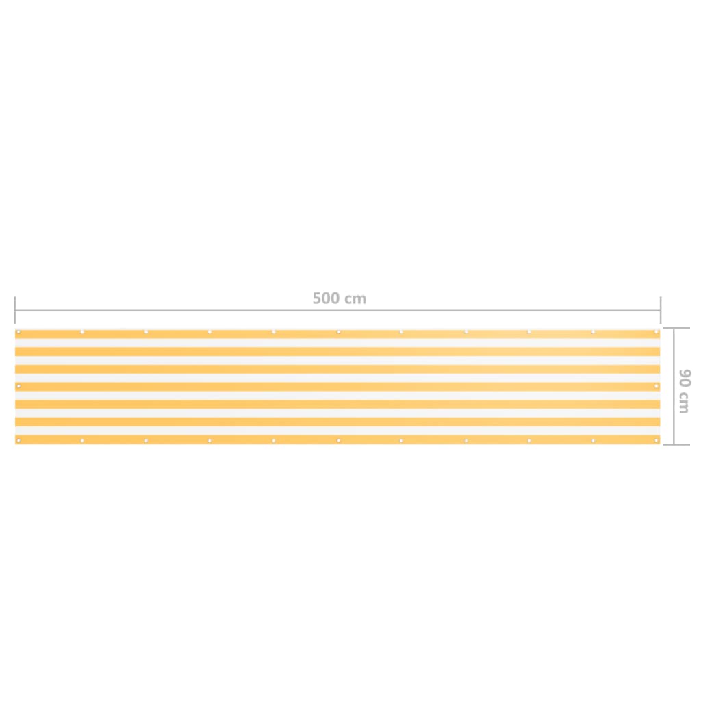 vidaXL Балконна Ширма Білий/Жовтий 90x500 см Тканина Оксфорд