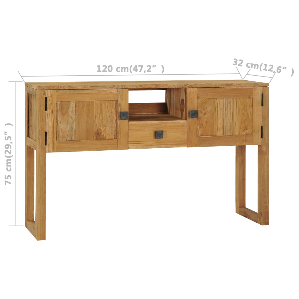 vidaXL Консольний стіл 120x32x75 см Масив тикового дерева
