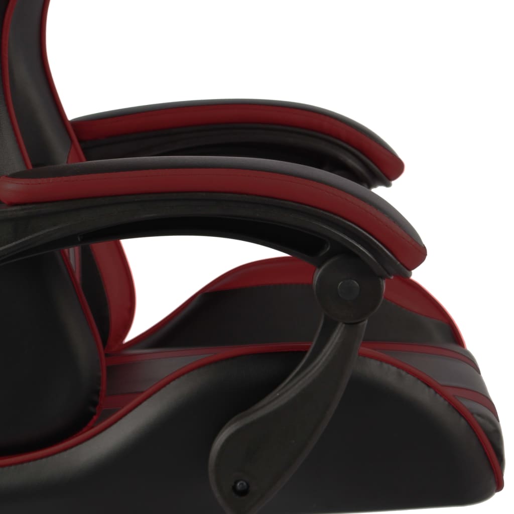 vidaXL Гоночне крісло з підніжкою Чорний/Бордовий Штучна шкіра