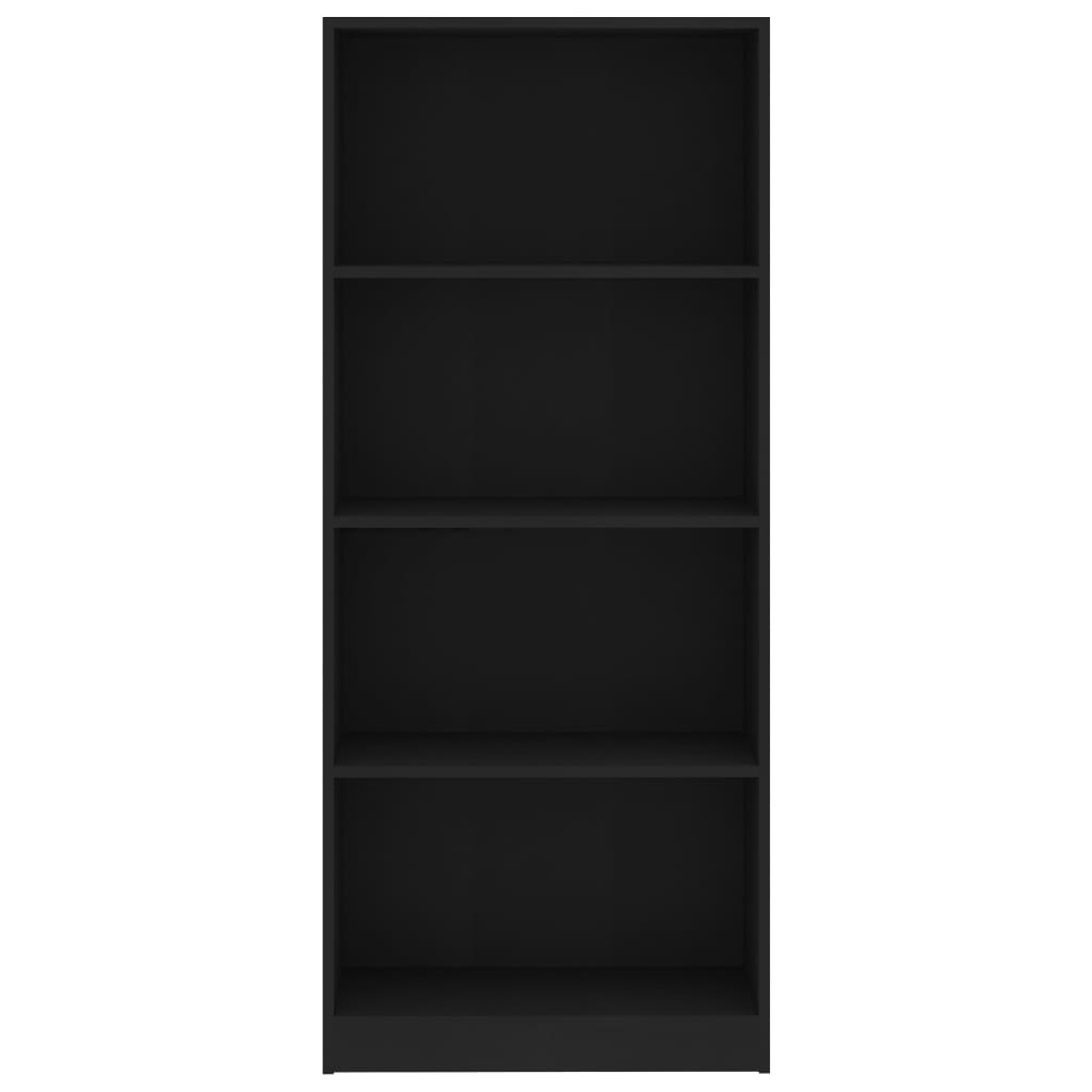 vidaXL 4-Ярусна книжкова шафа Чорний 60x24x142 см ДСП