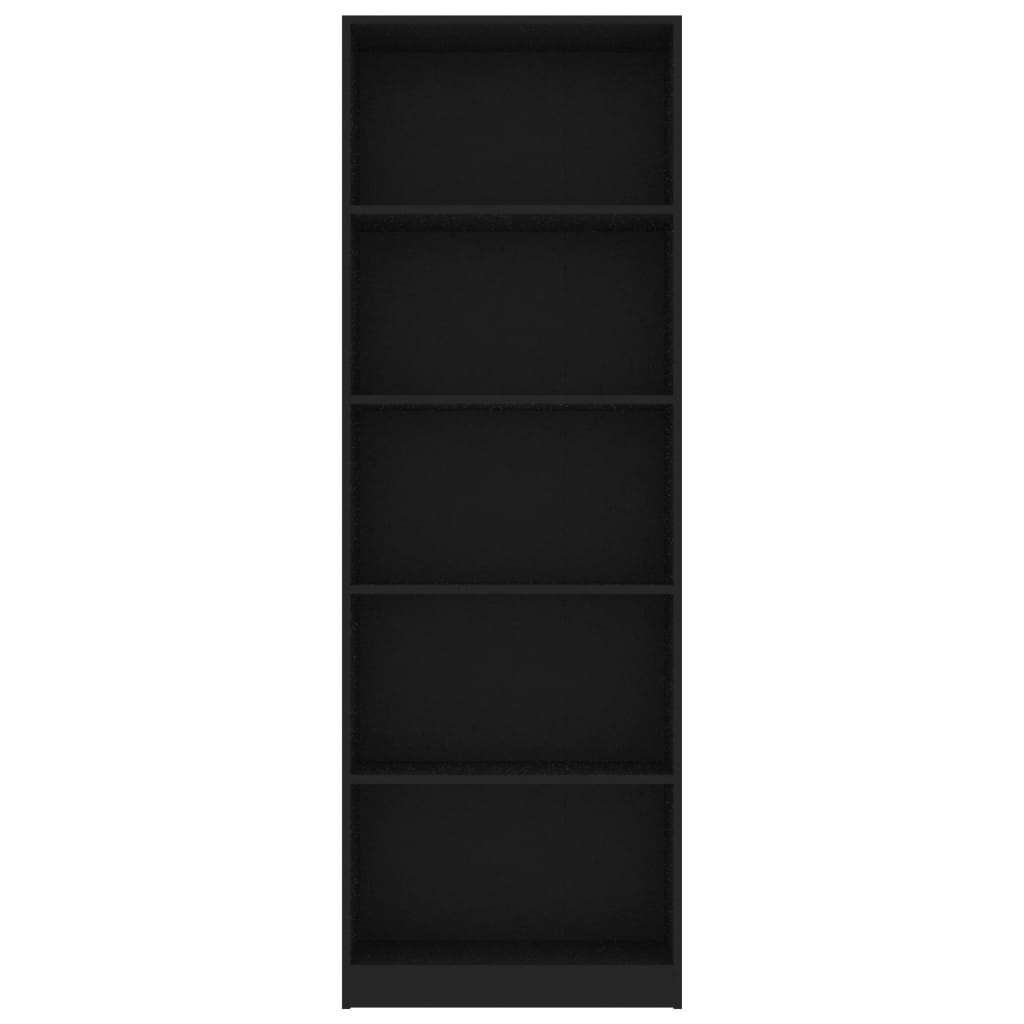 vidaXL 5-Рівнева книжкова шафа Чорний 60x24x175 см ДСП